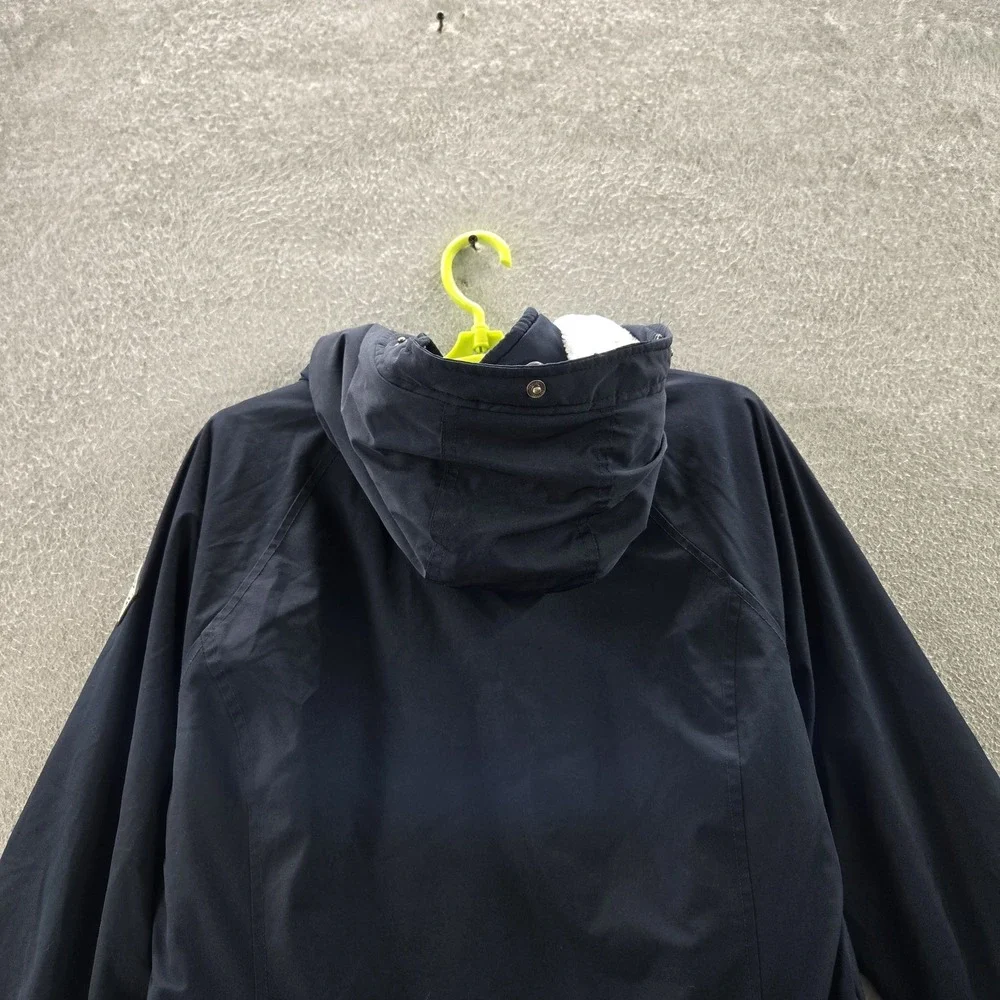Hollister Women Jacket L Navy Windbreaker‎ Logo All Weather Hooded Zipper